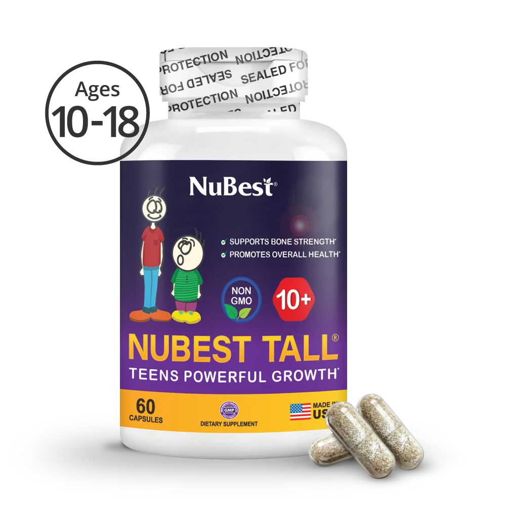 NuBest Tall 10+ Premium Bone Strength Formula, Enhanced Immunity and Overall Health for Age 10+ with Calcium, Vitamin D3, Vitamin K2, and Multivitamins | 60 Capsules | 1 Month Supply