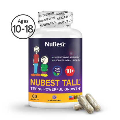 NuBest Tall 10+ Premium Bone Strength Formula, Enhanced Immunity and Overall Health for Age 10+ with Calcium, Vitamin D3, Vitamin K2, and Multivitamins | 60 Capsules | 1 Month Supply