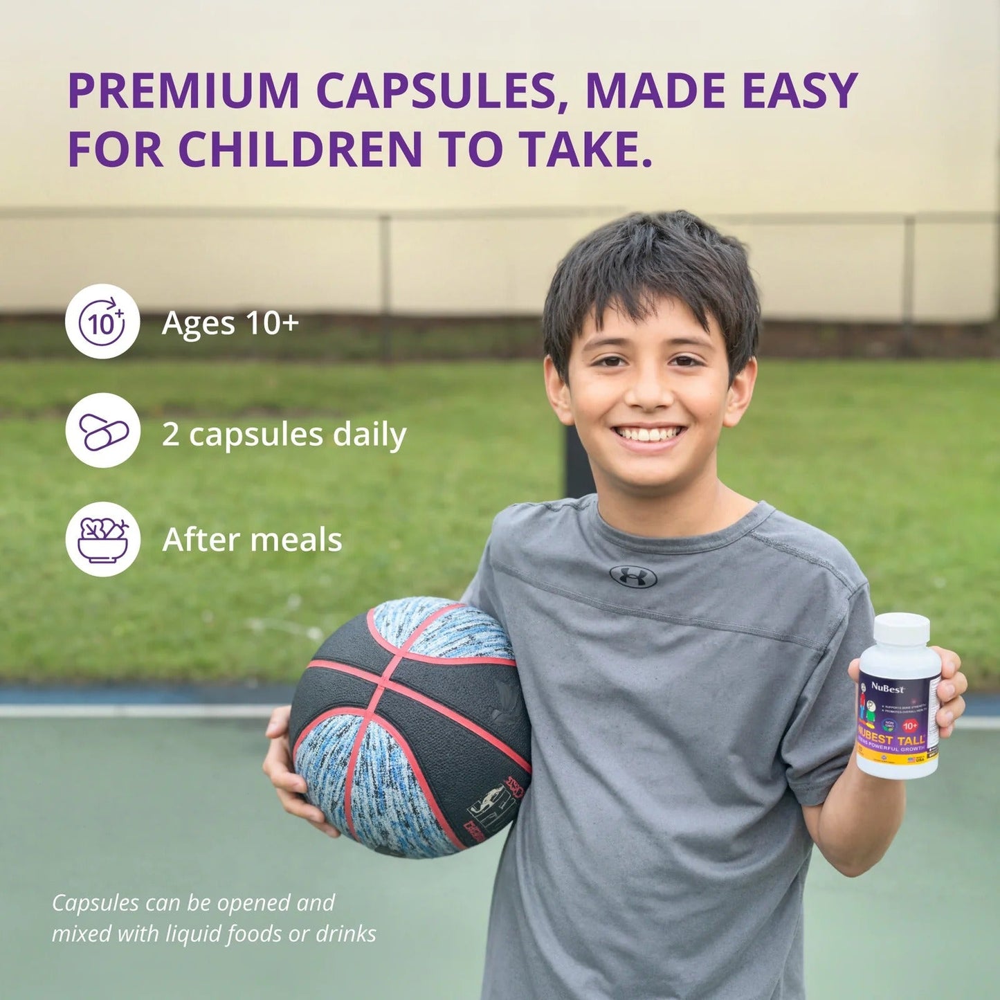 NuBest Tall 10+ Premium Bone Strength Formula, Enhanced Immunity and Overall Health for Age 10+ with Calcium, Vitamin D3, Vitamin K2, and Multivitamins | 60 Capsules | 1 Month Supply